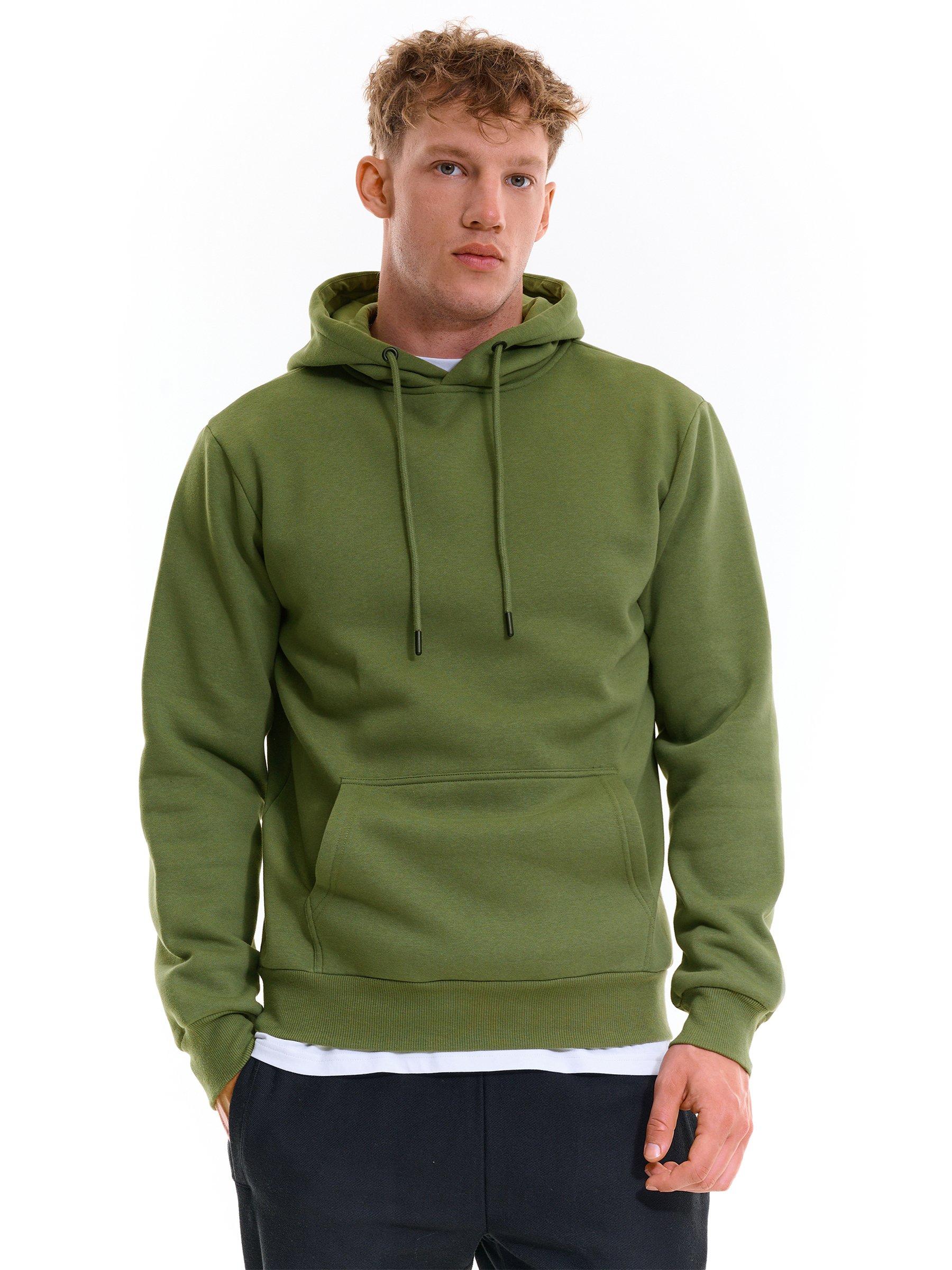 Knits & Sweatshirts | Mens GATE Basic hoodie with kangaroo pocket Green