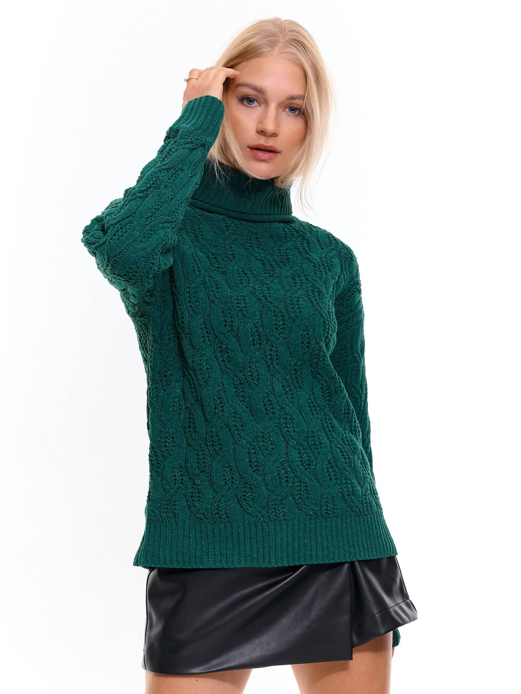 Knits & Sweatshirts | Womens GATE Cable knit chenille rollneck Green