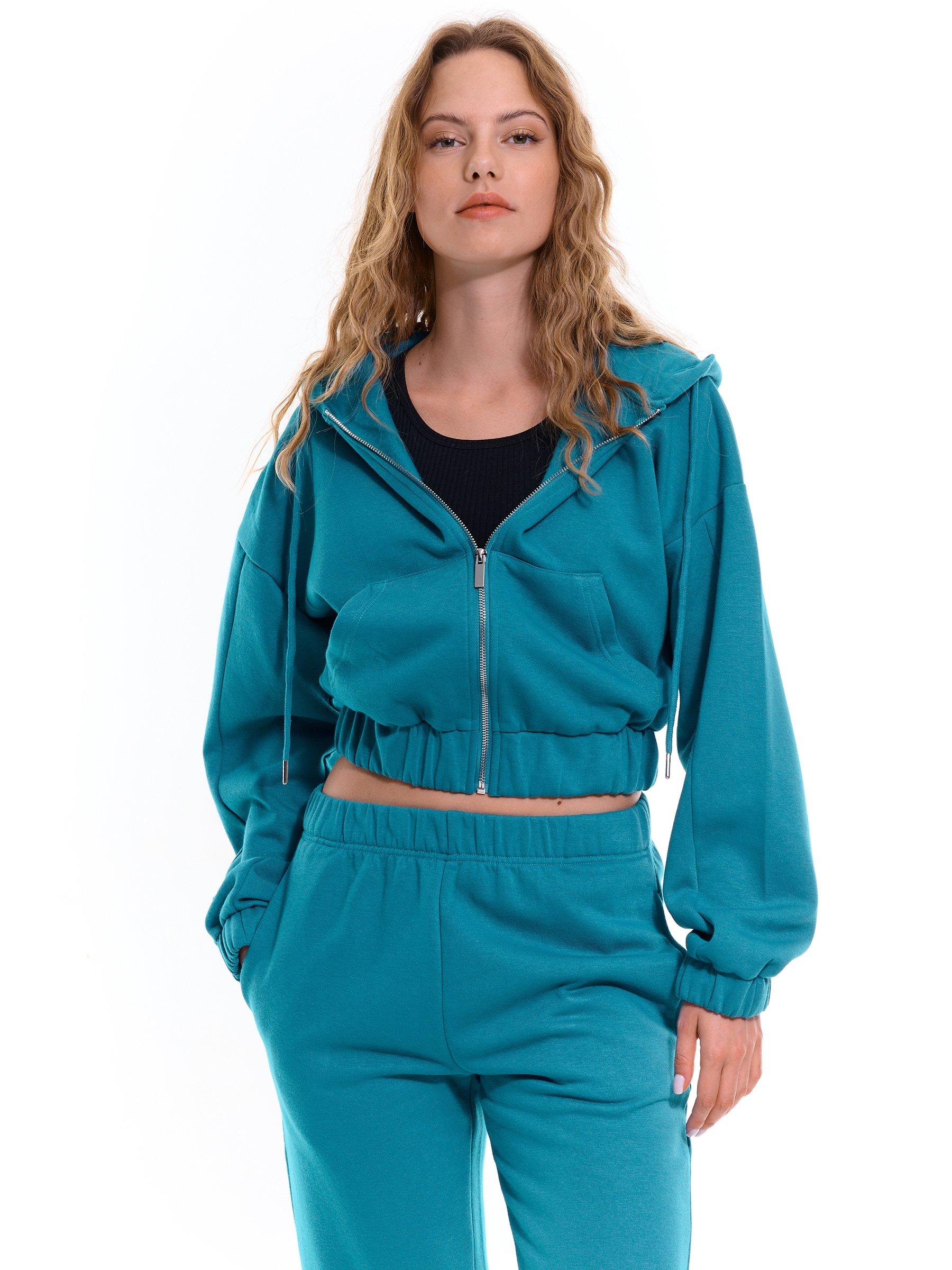Knits & Sweatshirts | Womens GATE Cropped zip-up hoodie Green