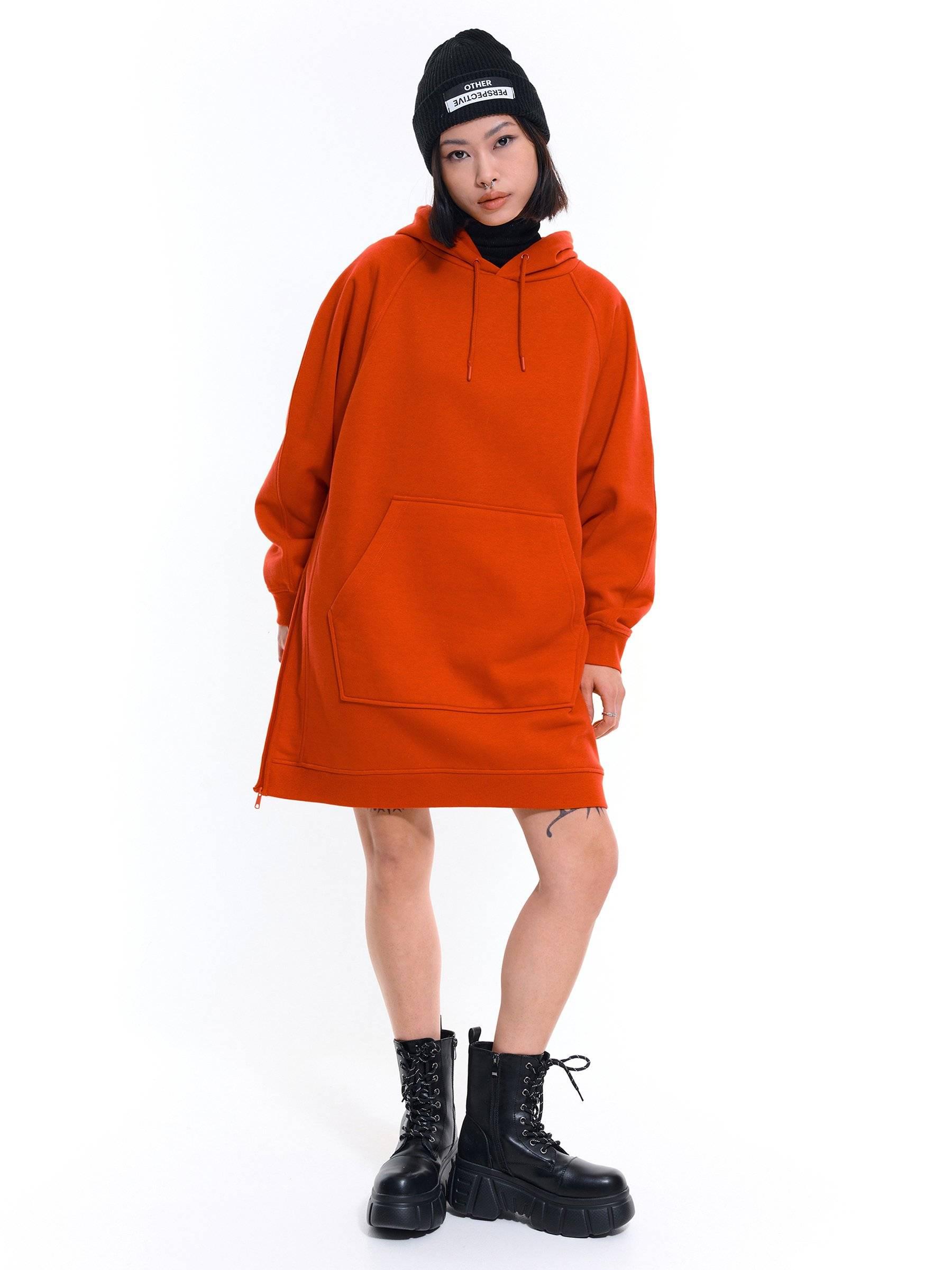 Knits & Sweatshirts | Womens GATE Longline hoodie Orange, Red