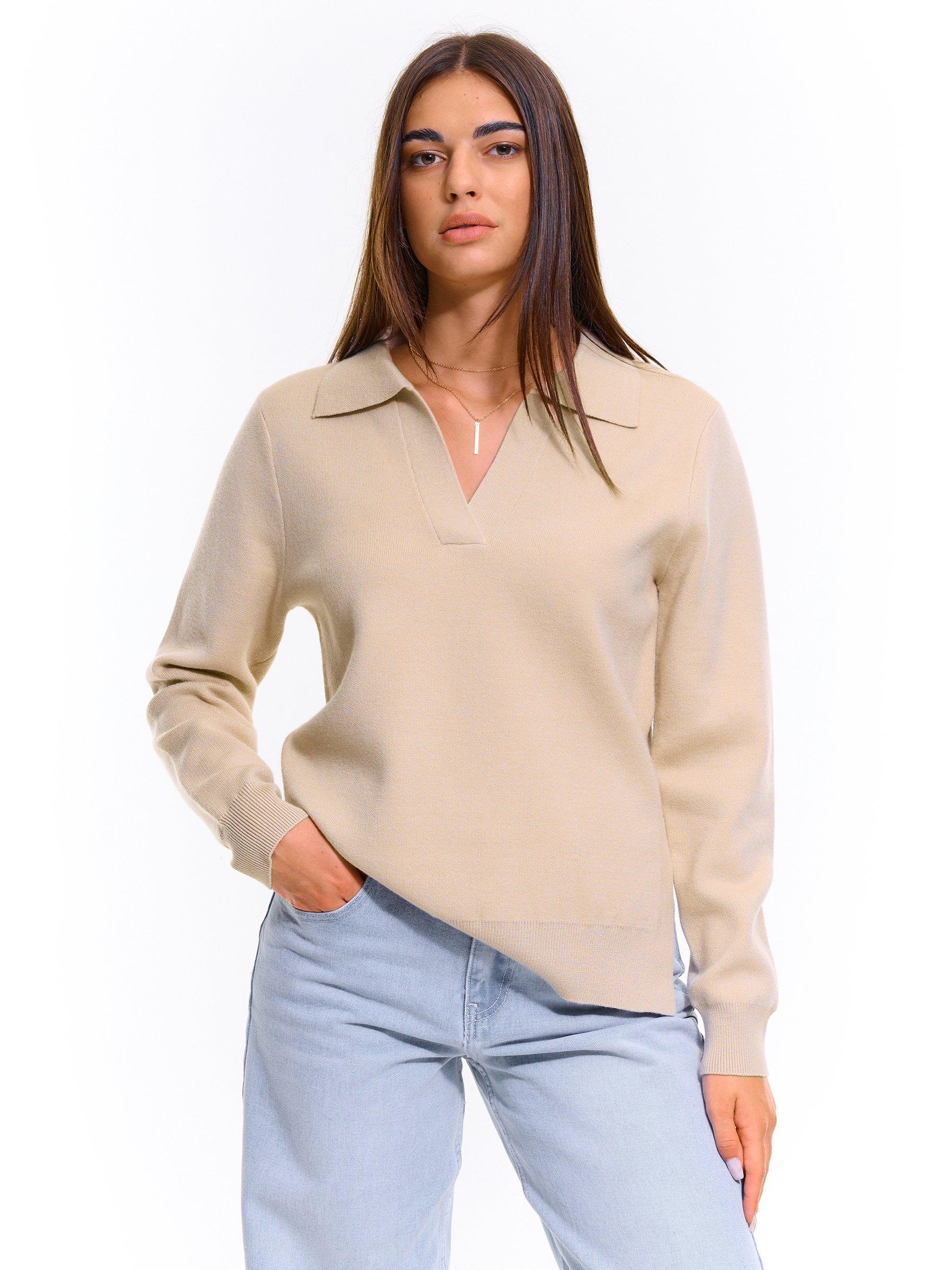 Knits & Sweatshirts | Womens GATE Polo collar pullover Beige