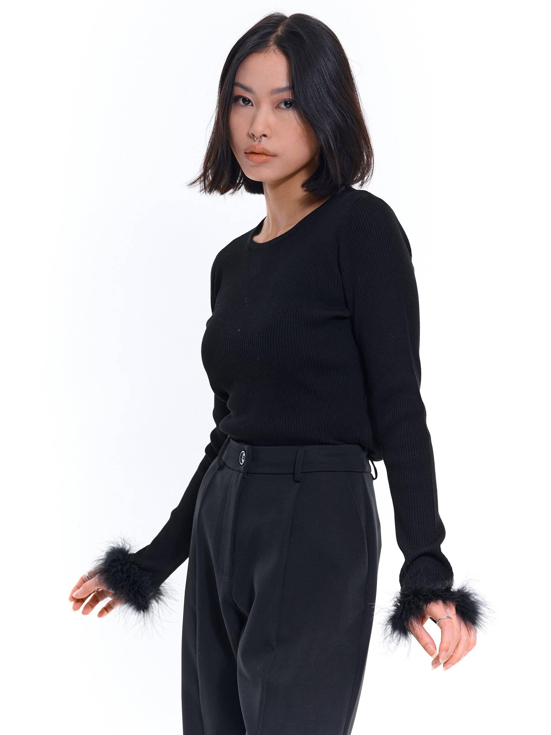 Knits & Sweatshirts | Womens GATE Pullover with feathers on sleeves Black