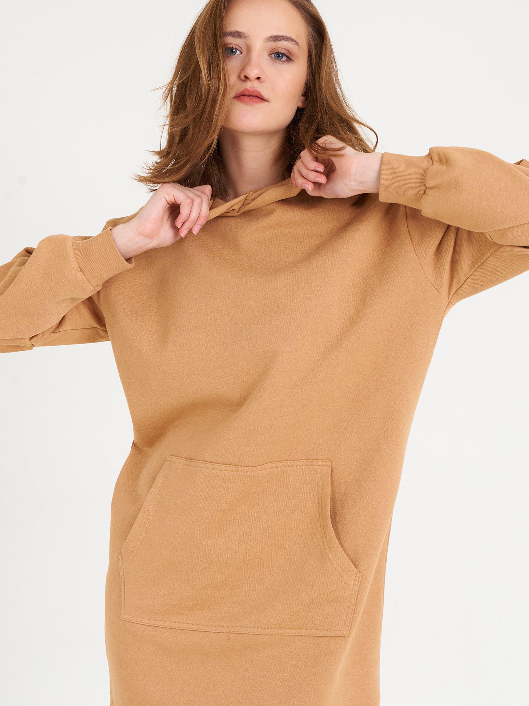Knits & Sweatshirts | Womens GATE Sweatshirt dress with hood Beige, Brown
