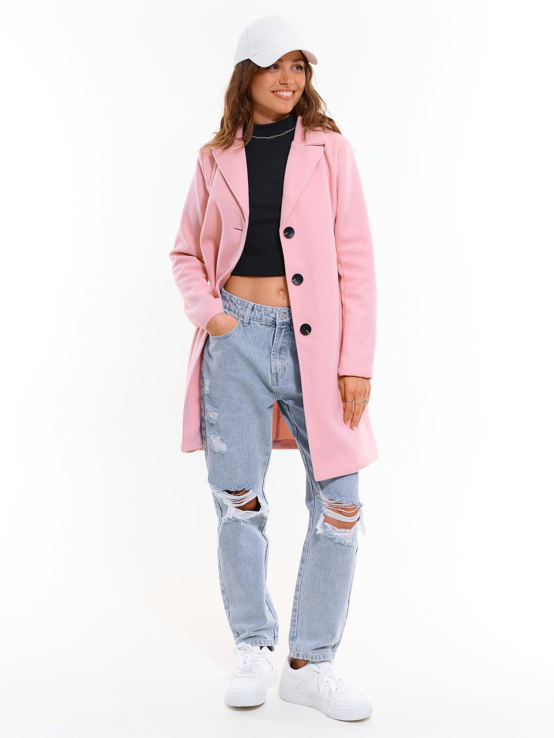Outerwear | Womens GATE Basic coat with decorative stitching Pink