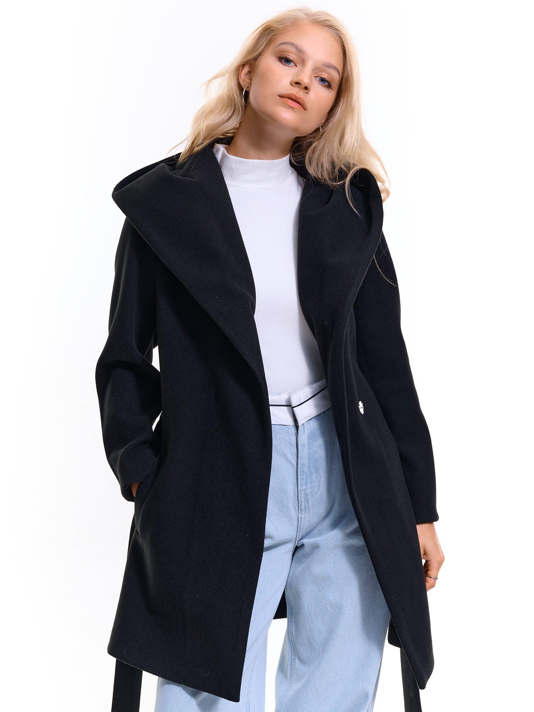 Outerwear | Womens GATE Basic coat with hood Black