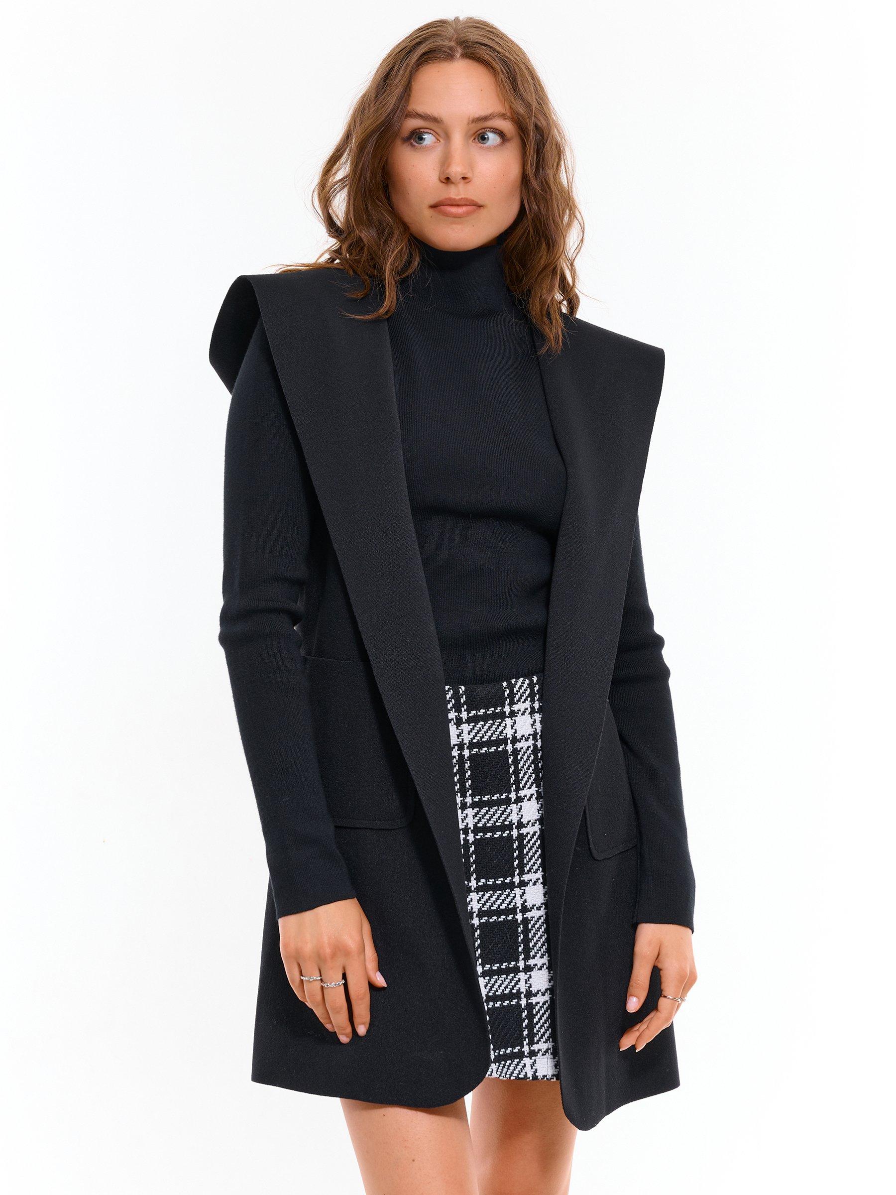 Outerwear | Womens GATE Longline vest with hood Black