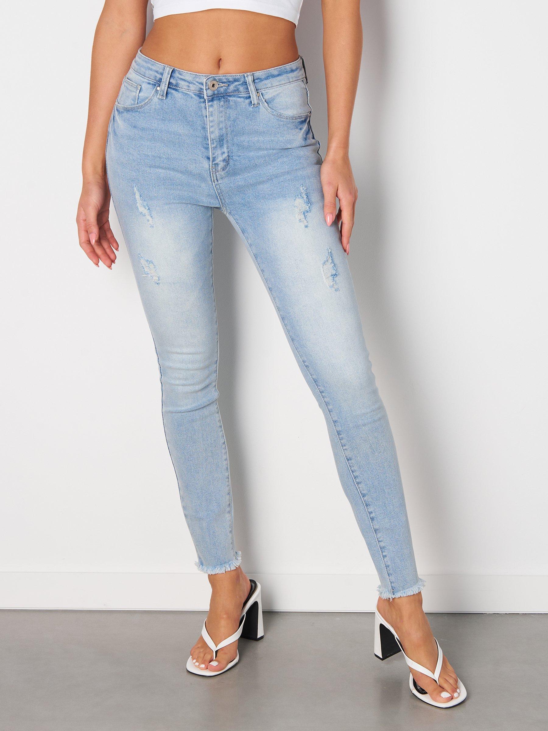 Pants | Womens GATE Skinny jeans with raw hems Blue