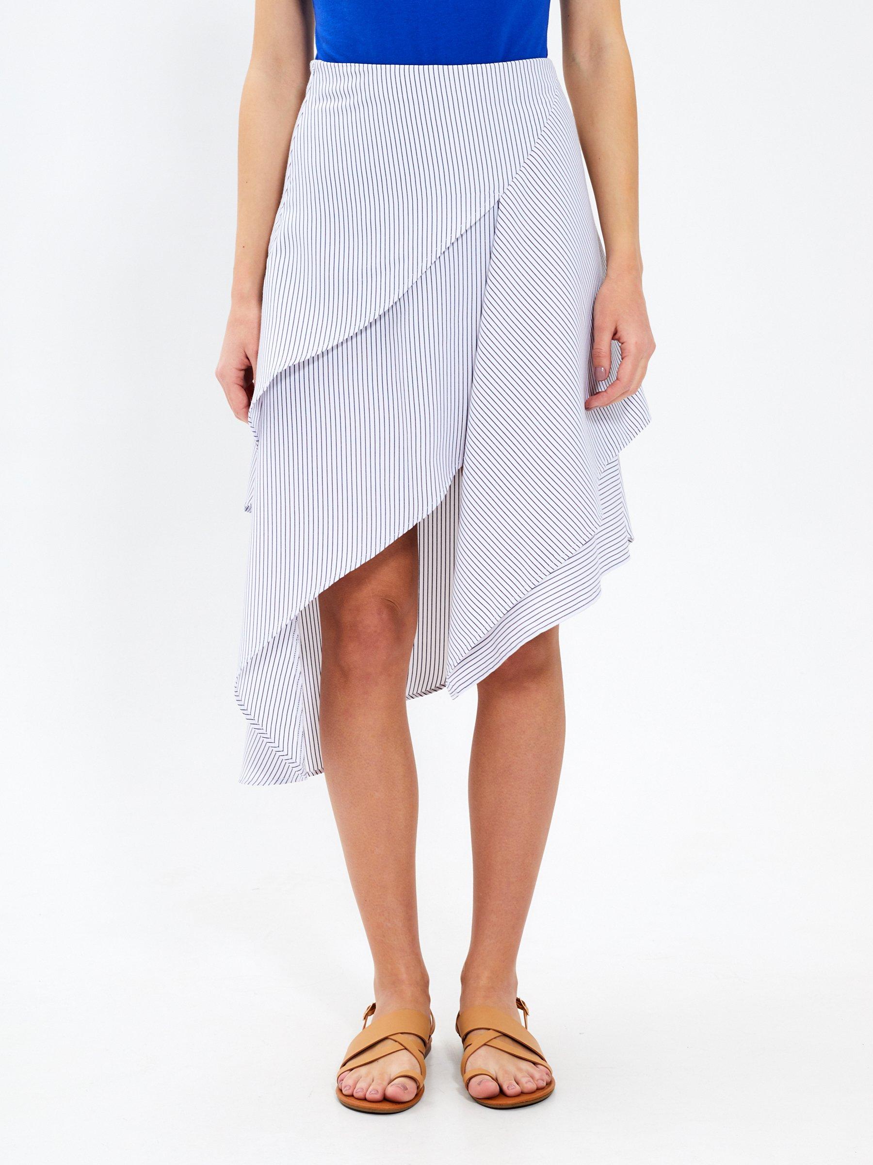 Skirts | Womens GATE Asymmetric striped midi skirt White