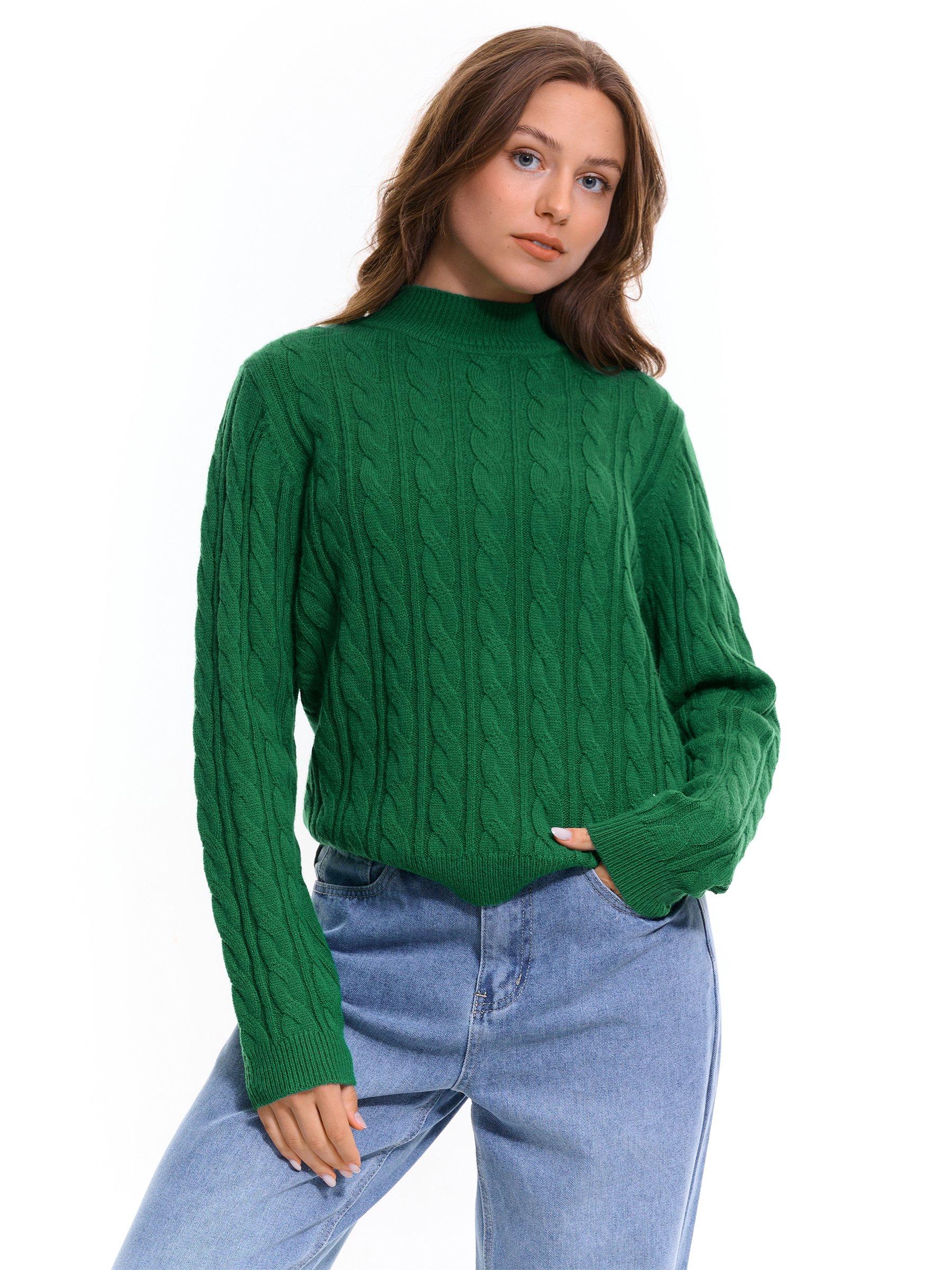 Women's Knitwear | Womens GATE Cable knit high neck  pullover Green