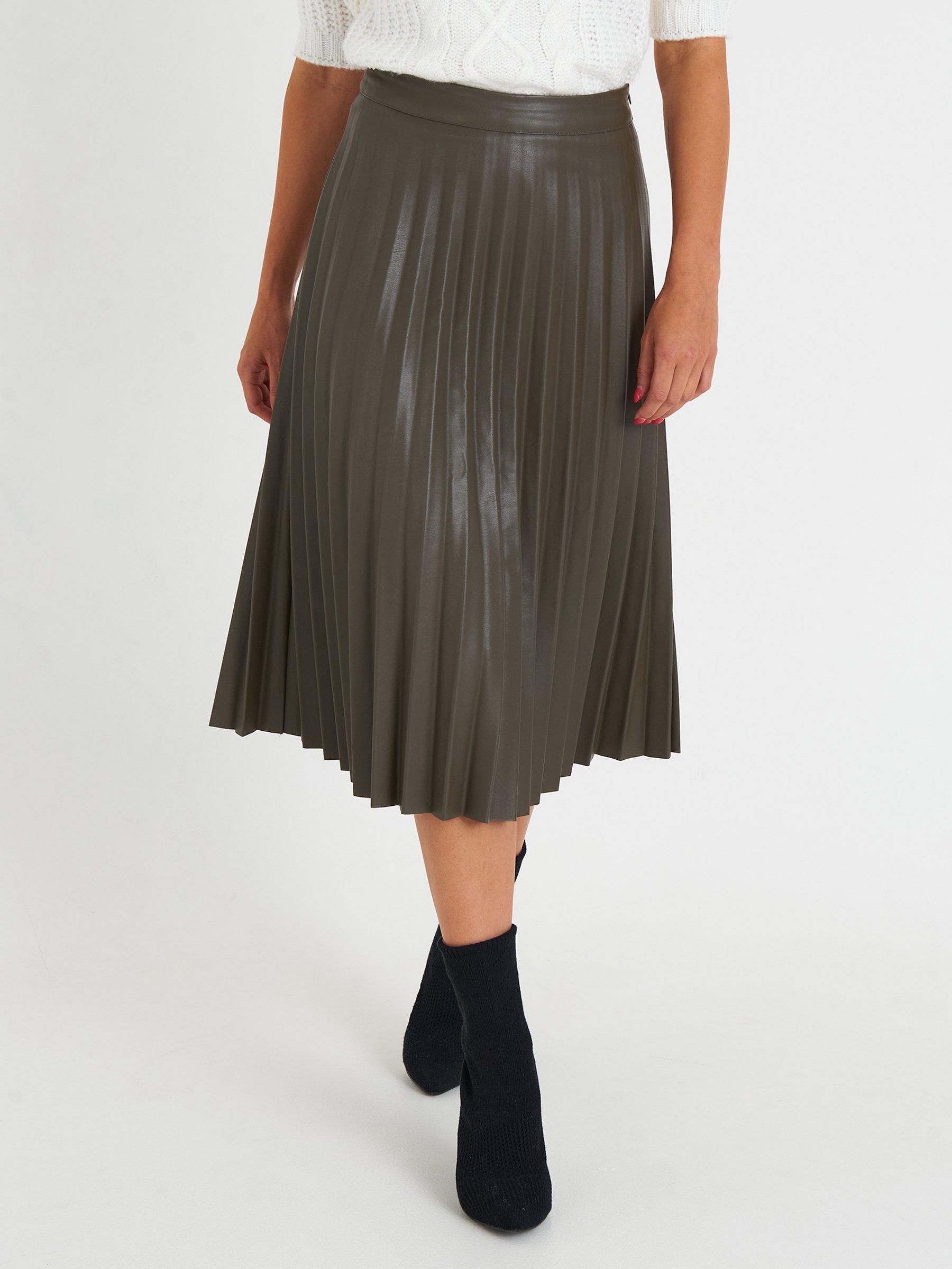 Skirts | Womens GATE Faux leather pleated skirt Green